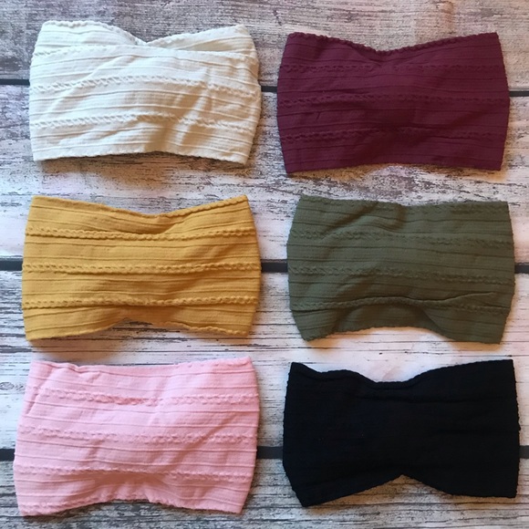 Brand New Set of 6 Cable Knit Nylon Bow Headbands - Picture 2 of 8